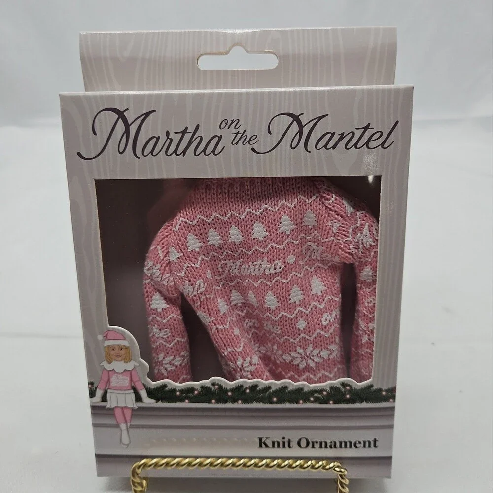 Martha on The Mantel Pink Christmas Knit Sweater Collectible Ornament NEW